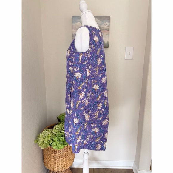 J. Jill Dress Purple Floral Love Linen Sleeveless Linen - Picture 6 of 7